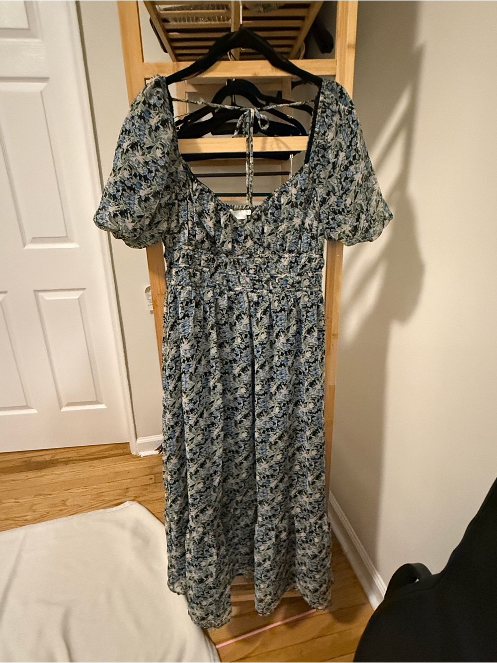 Astr Floral Maxi Dress in Blue and Cream